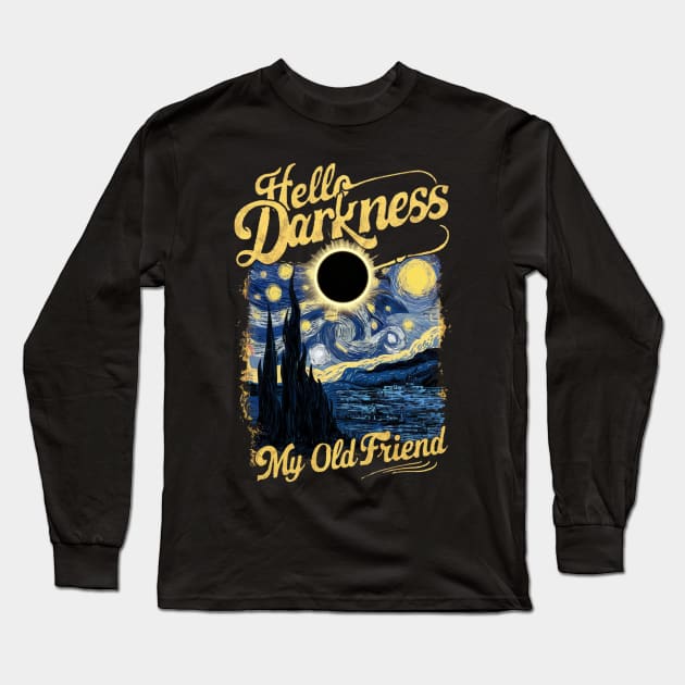 Solar eclipse apparel Starry Night Long Sleeve T-Shirt by Positively Petal Perfect 